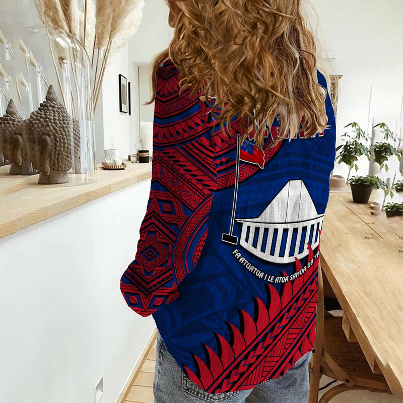 F.A.S.T Samoa Samoan Coat Of Arms Polynesian Pattern Women Casual Shirt