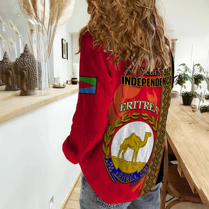 Eritrea African Pattern Happy Independence Day Version Black Women Casual Shirt