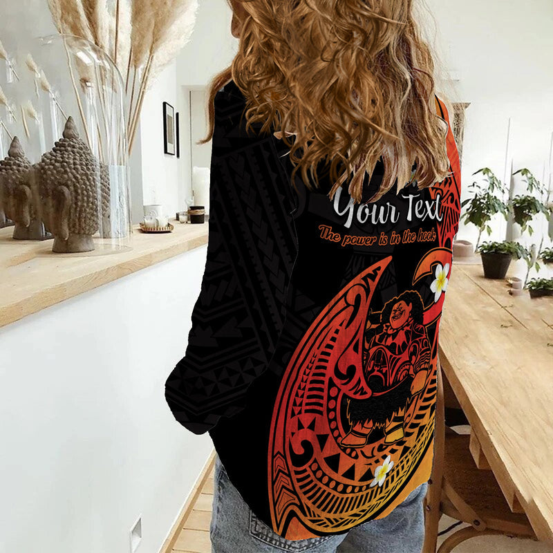 (Custom Personalised) Mauis Fish Hook Polynesian Orange Gradient Version Women Casual Shirt