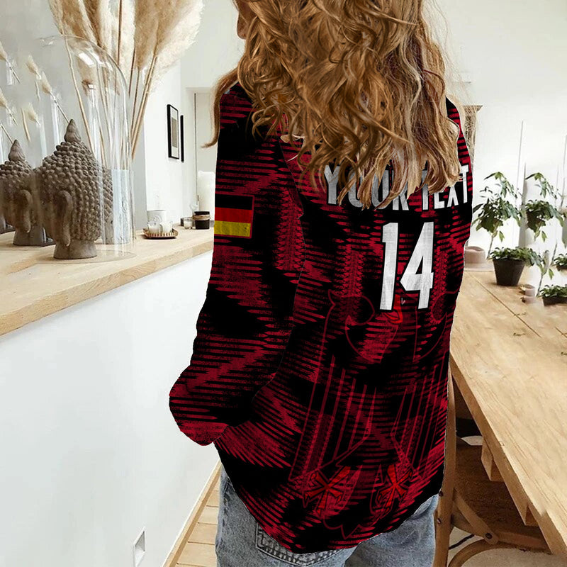 (Custom Text And Number) Germany Football World Cup 2022 Champions Women Casual Shirt