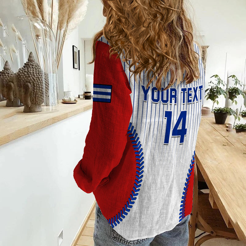 (Custom Text And Number) Cuba Baseball Sporty Style Women Casual Shirt