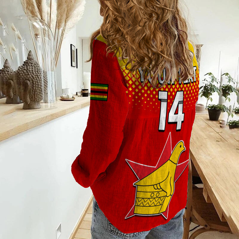 (Custom Text And Number) Zimbabwe Cricket The Chevrons ODI Style Women Casual Shirt