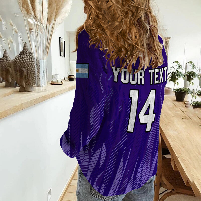 (Custom Text And Number) Argentina Football Vamos La Albiceleste 2022 Newest Style Women Casual Shirt