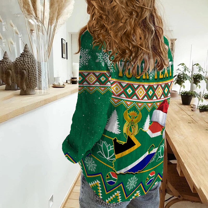 (Custom Personalised) South Africa Christmas King Protea Geseende Kersfees Women Casual Shirt