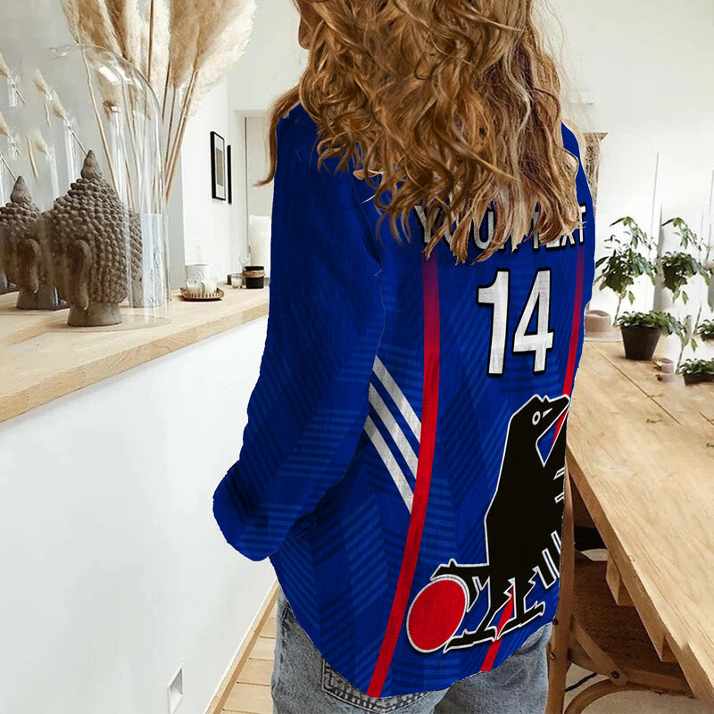 (Custom Text and Number) Japan Football Samurai Blue World Cup 2022 Women Casual Shirt