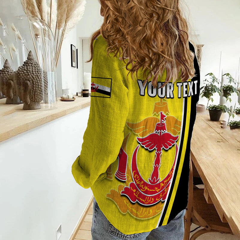 (Custom Personalised) Brunei Happy Independence Day With Coat Of Arms Women Casual Shirt