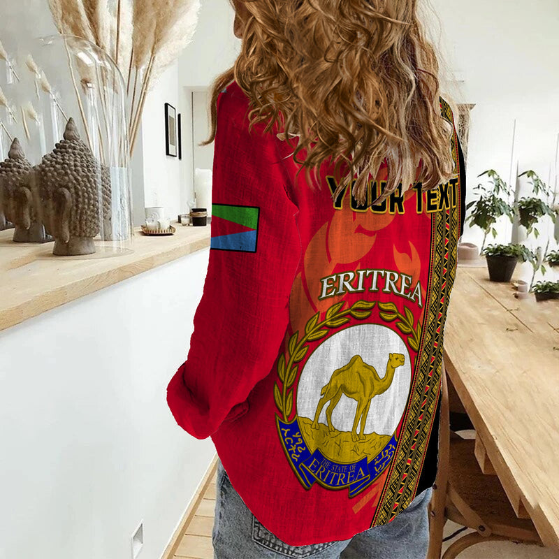 (Custom Personalised) Eritrea African Pattern Happy Independence Day Version Black Women Casual Shirt