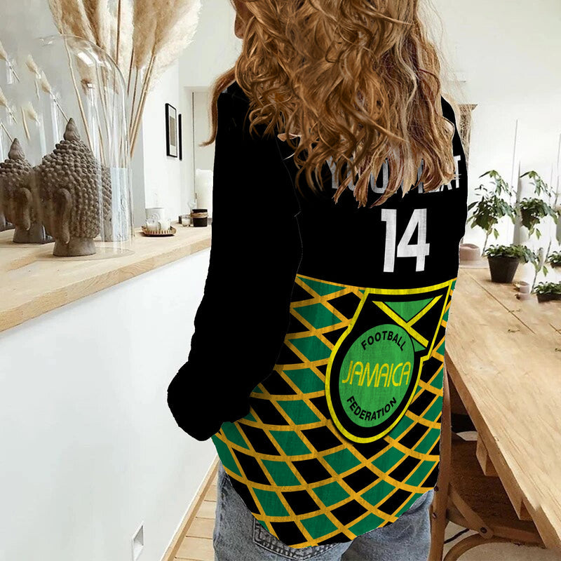 (Custom Text And Number) Jamaica Football Reggae Girlz 2023 Cup Of Nations Ver.01 Women Casual Shirt