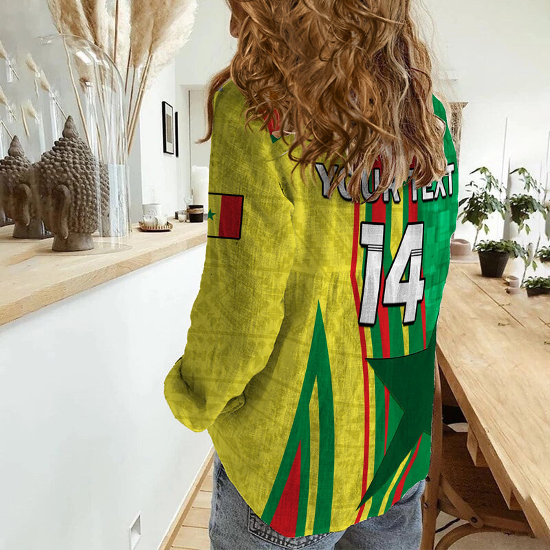 (Custom Text And Number) Senegal Football Allez Les Lions Sporty Style Women Casual Shirt
