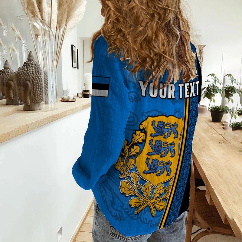 (Custom Personalised) Estonia Happy Estonian Independence Day With Coat Of Arms Women Casual Shirt