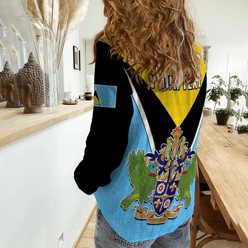 (Custom Personalised) Saint Lucia Happy 44 Years Of Independence Women Casual Shirt