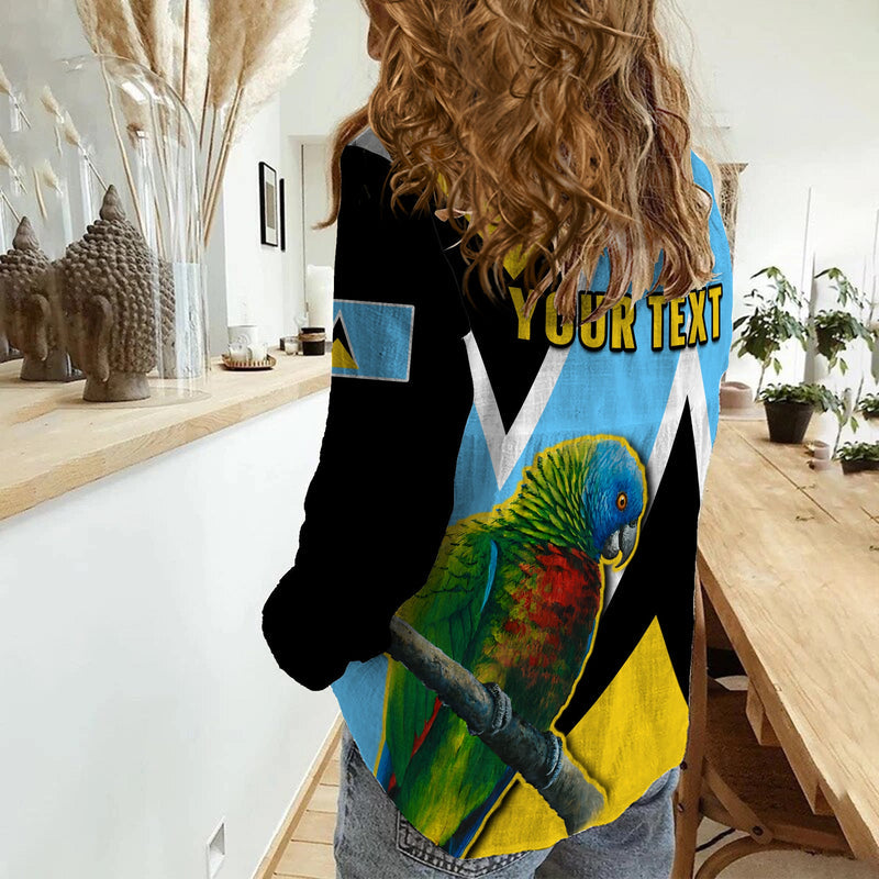 (Custom Personalised) Saint Lucia Saint Lucian Parrot Simple Style Women Casual Shirt