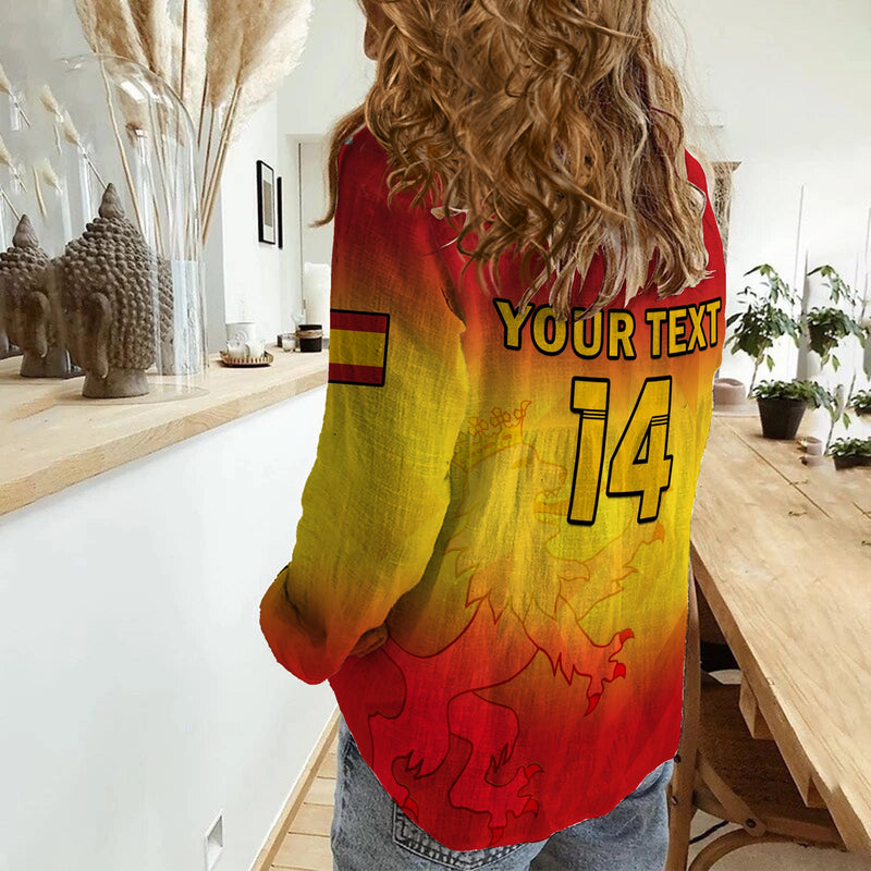 (Custom Text And Number) Spain Football La Roja World Cup 2022 Women Casual Shirt