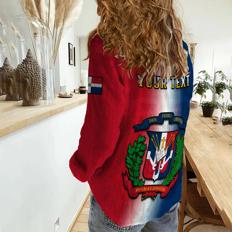 (Custom Personalised) Dominican Republic Dominicana Coat Of Arms Gradient Style Women Casual Shirt