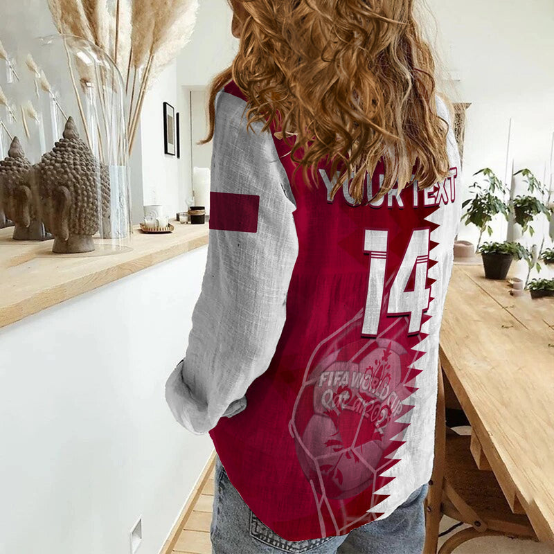 (Custom Text And Number) Qatar Football Annabi Champions Proud WC 2022 Women Casual Shirt