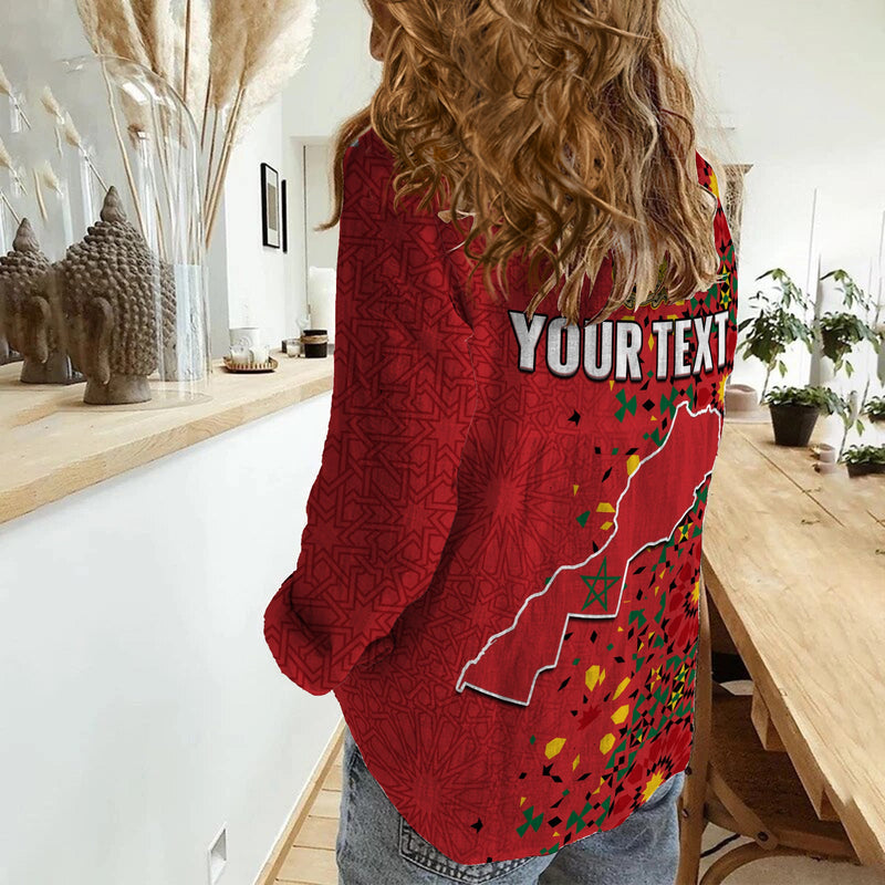 (Custom Personalised) Morocco Western Sahara Map Red Moroccan Is Always In My Heart Women Casual Shirt