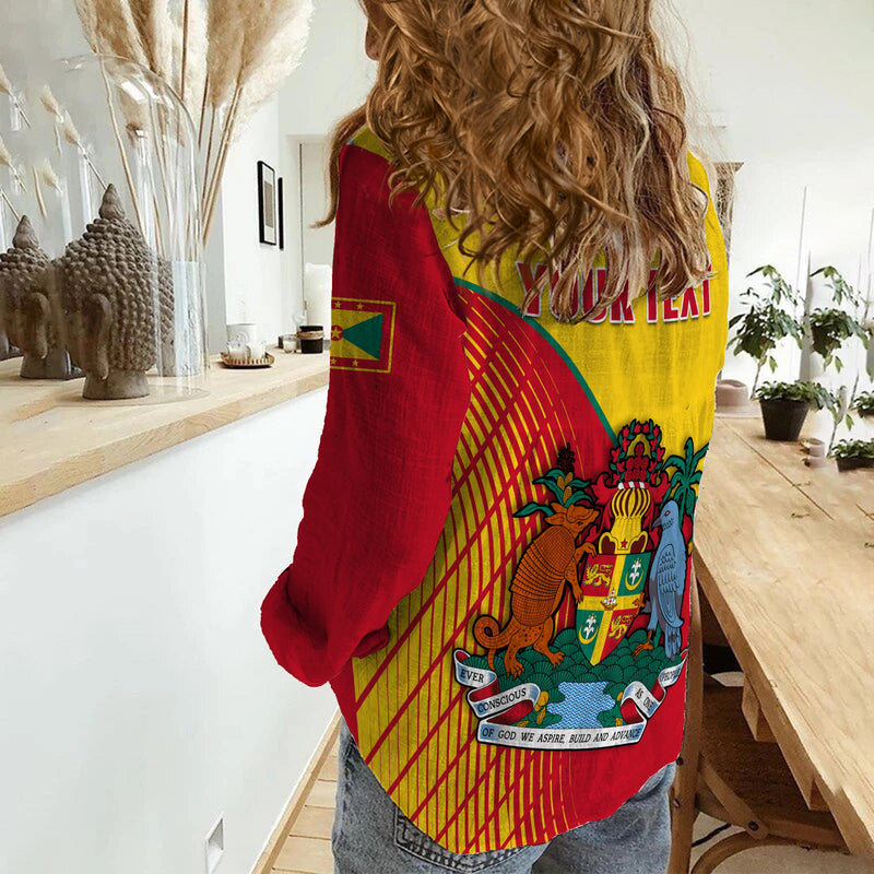 (Custom Personalised) Grenada Coat Of Arms Happy 49th Independence Day Women Casual Shirt