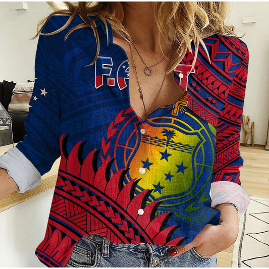 F.A.S.T Samoa Samoan Coat Of Arms Polynesian Pattern Women Casual Shirt