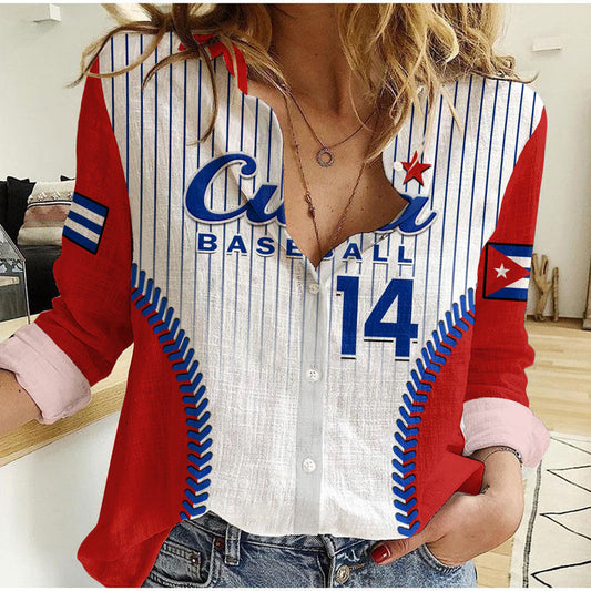 (Custom Text And Number) Cuba Baseball Sporty Style Women Casual Shirt