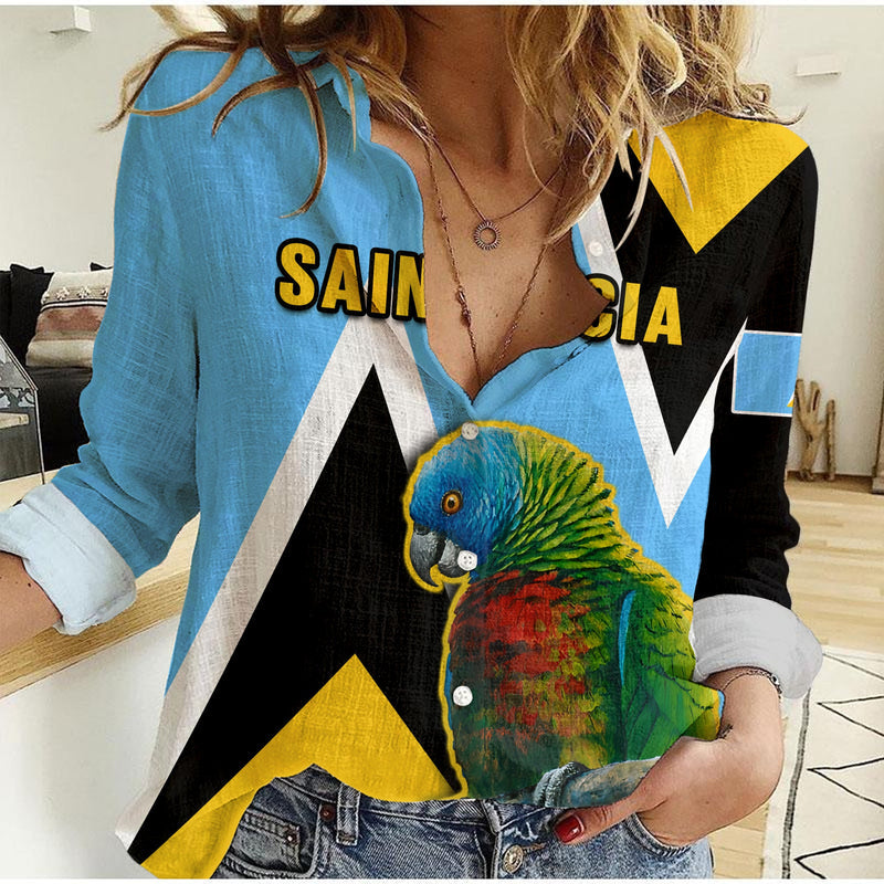(Custom Personalised) Saint Lucia Saint Lucian Parrot Simple Style Women Casual Shirt