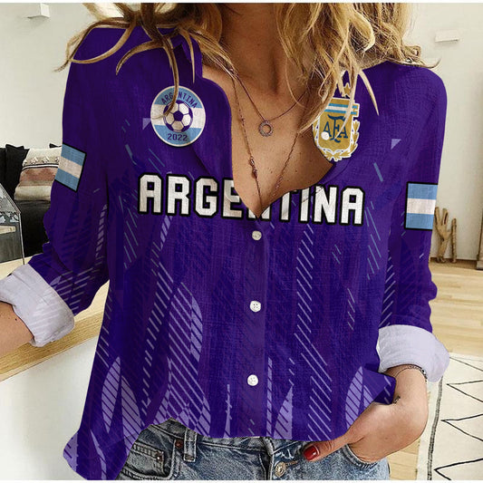 (Custom Text And Number) Argentina Football Vamos La Albiceleste 2022 Newest Style Women Casual Shirt