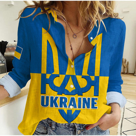 (Custom Personalised) Ukraine Stand With Ukrainian Simple Style Women Casual Shirt