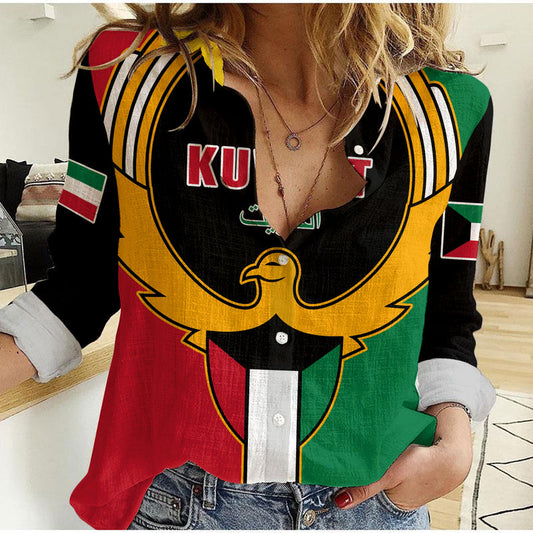 (Custom Personalised) Kuwait Happy Independence Day With Coat Of Arms Women Casual Shirt