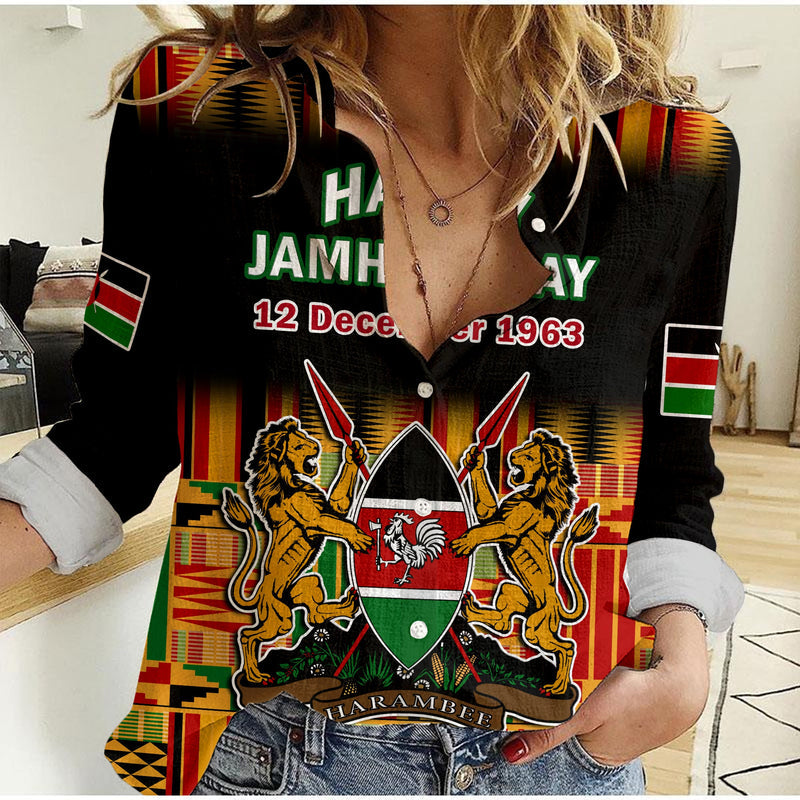 (Custom Personalised) Kenya Happy Jamhuri Day Kenyan Pattern Women Casual Shirt