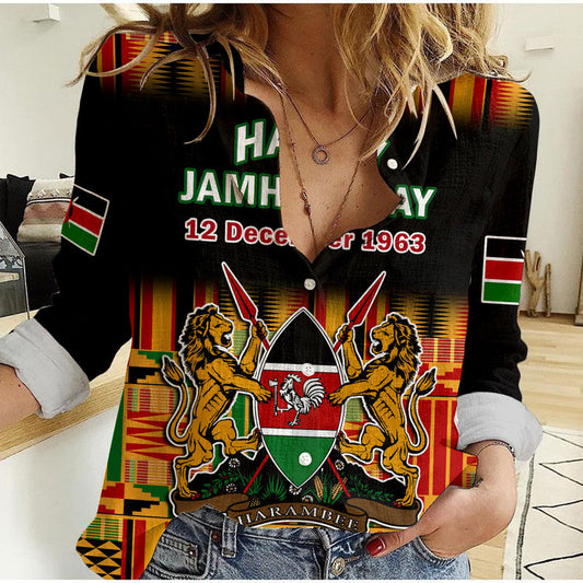 (Custom Personalised) Kenya Happy Jamhuri Day Kenyan Pattern Women Casual Shirt