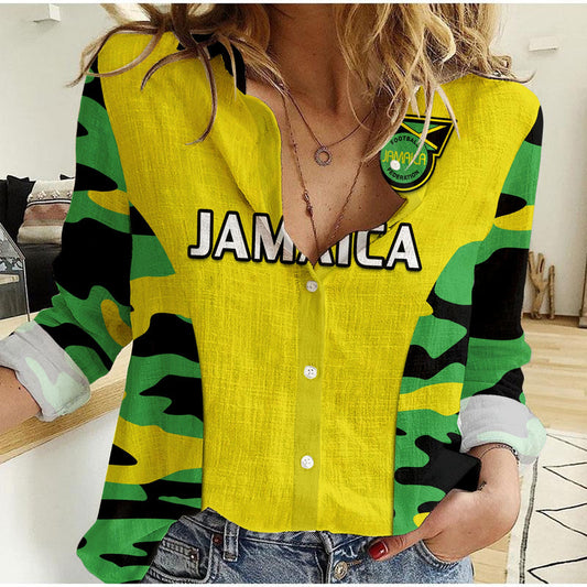 (Custom Text And Number) Jamaica Football Reggae Girlz 2023 Cup Of Nations Ver.02 Women Casual Shirt