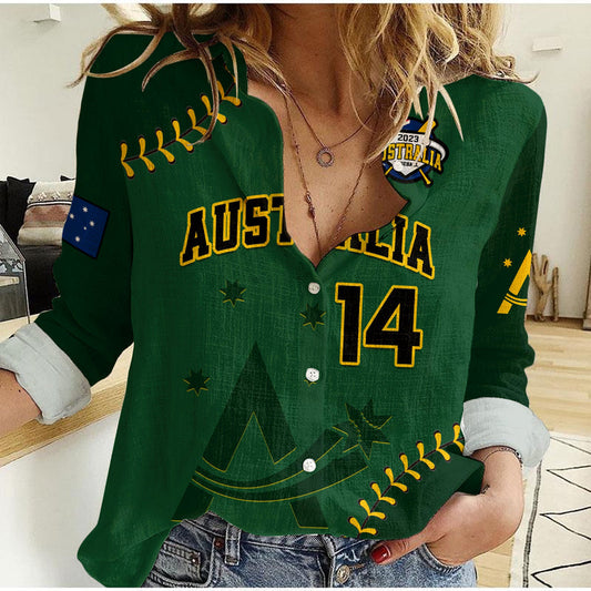 (Custom Text And Number) Australia Baseball 2023 Go Aussie Women Casual Shirt
