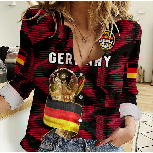 (Custom Text And Number) Germany Football World Cup 2022 Champions Women Casual Shirt