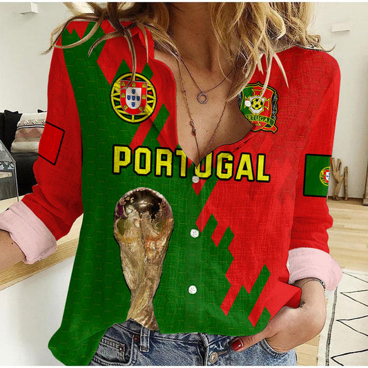 (Custom Text And Number) Portugal Football Champions WC 2022 Women Casual Shirt