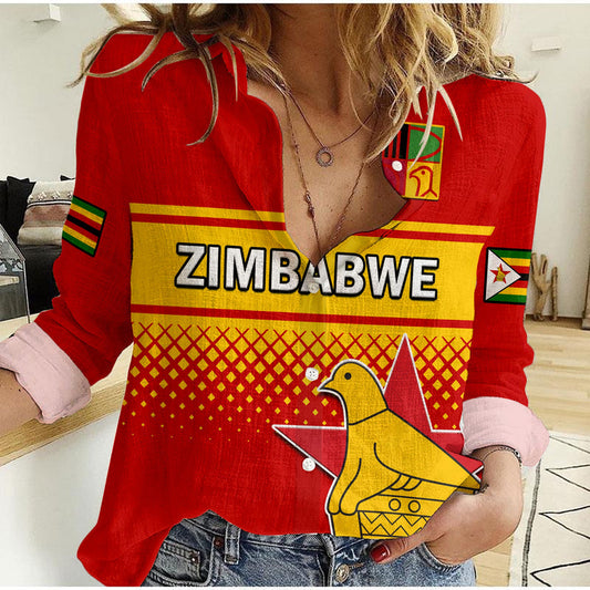 (Custom Text And Number) Zimbabwe Cricket The Chevrons ODI Style Women Casual Shirt