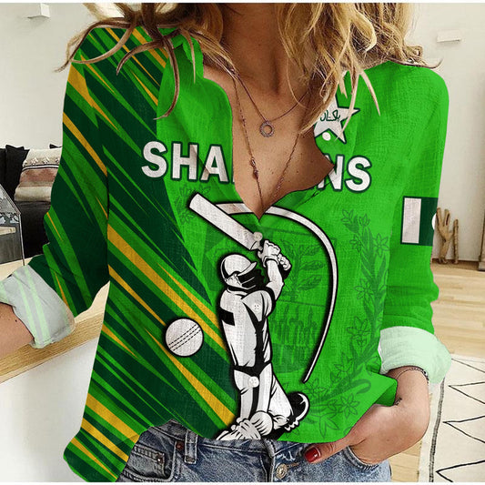 (Custom Text And Number) Pakistan Cricket Go Shaheens Simple Style Women Casual Shirt