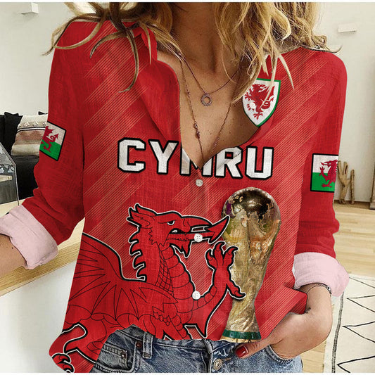 (Custom Text And Number) Wales Football Cymru Champions World Cup 2022 Women Casual Shirt