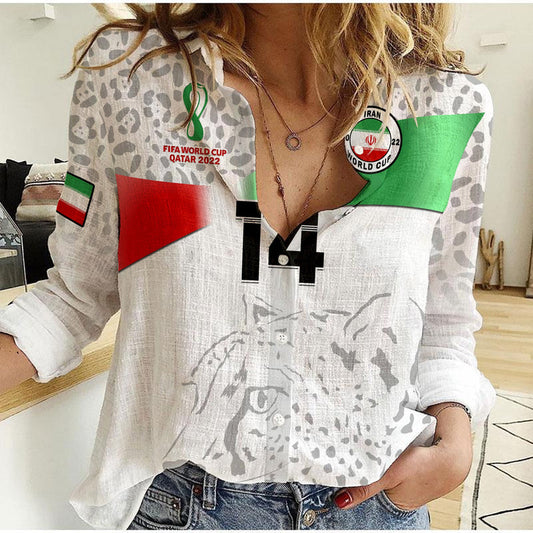 (Custom Text And Number) Iran Football Team Melli World Cup 2022 Women Casual Shirt