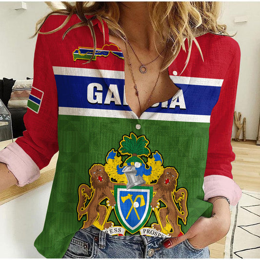 (Custom Personalised) Gambia Happy 58th Independence Anniversary Flag Style Women Casual Shirt