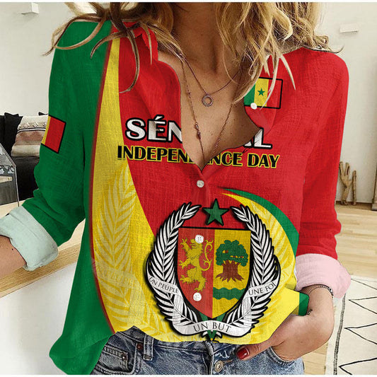 (Custom Personalised) Senegal Happy 63th Independence Day Women Casual Shirt