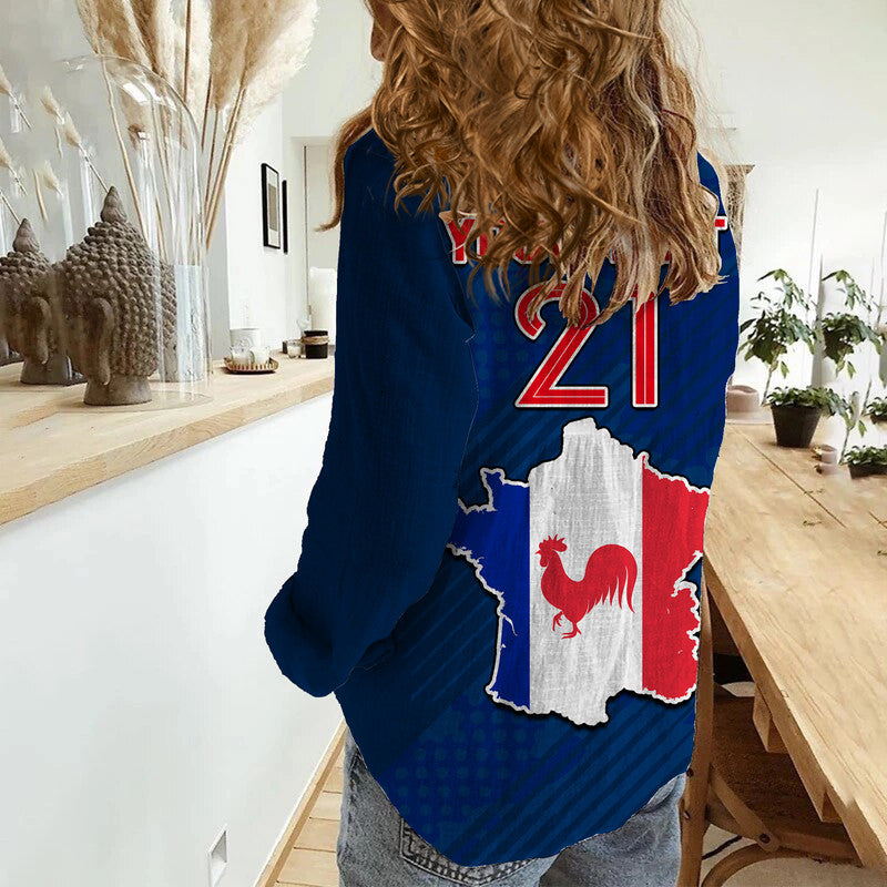 (Custom Personalised) France Football World Cup 2022 With Flag Map Women Casual Shirt