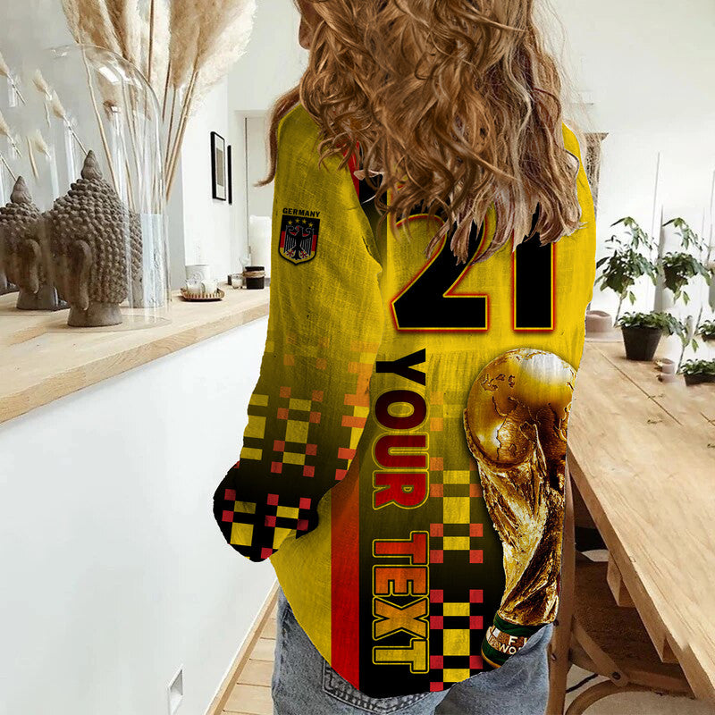(Custom Personalised) Germany Deutschland Champion Qatar 2022 Women Casual Shirt