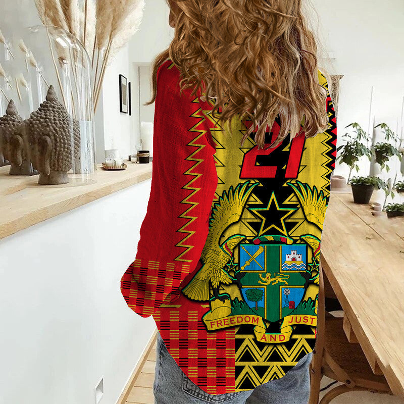 (Custom Personalised) Ghana Football Sport Style Women Casual Shirt