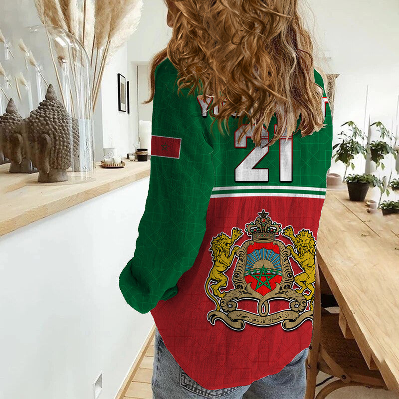 (Custom Personalised) Morocco Football Geometric Halftone Pattern Women Casual Shirt