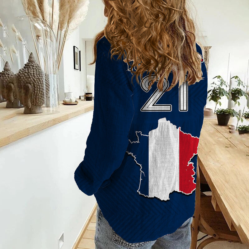 (Custom Personalised) France Rooster Les Bleus Football Women Casual Shirt