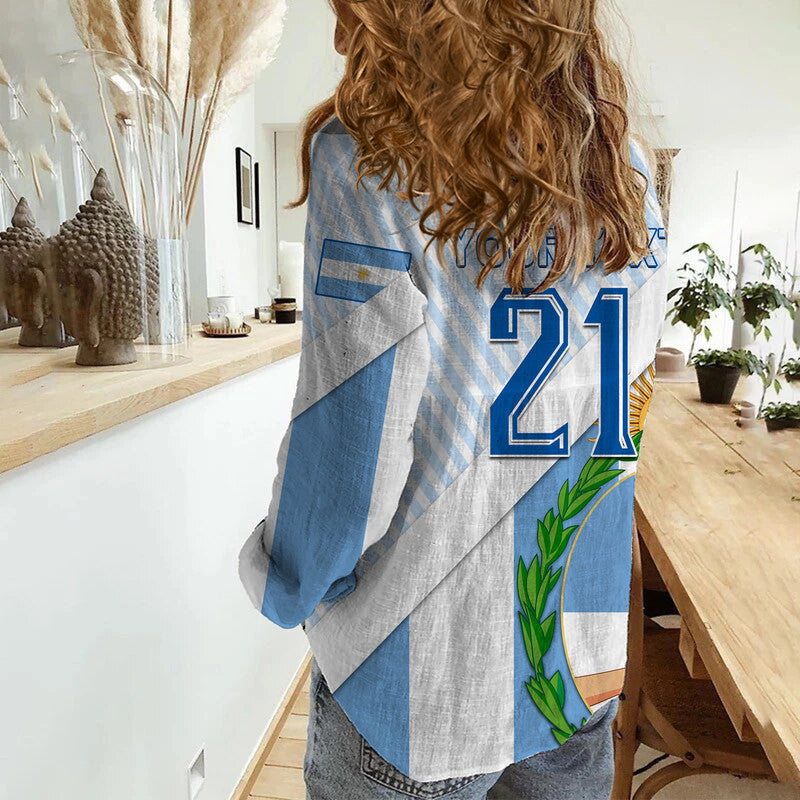 (Custom Personalised) Argentina Champions World Cup 2022 La Albiceleste Sol de Mayo Women Casual Shirt