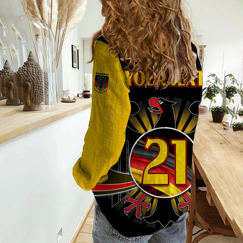 (Custom Personalised) Germany Football Black Eagle Jersey Deutschland Champion Women Casual Shirt