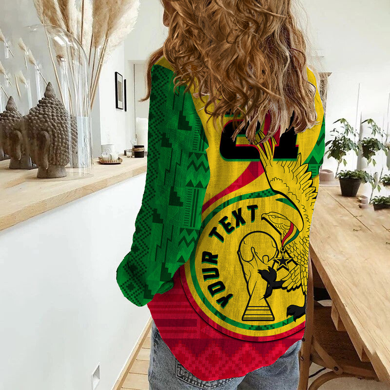 (Custom Personalised) Ghana Football Black Star and Golden Tawny Eagles Women Casual Shirt