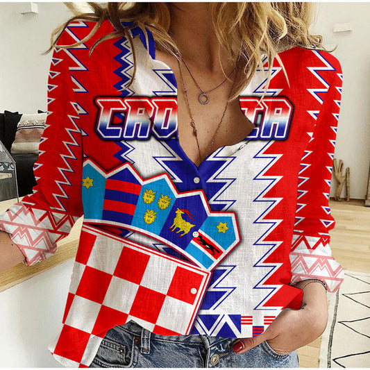 (Custom Personalised) Croatia Football Sport Style Women Casual Shirt
