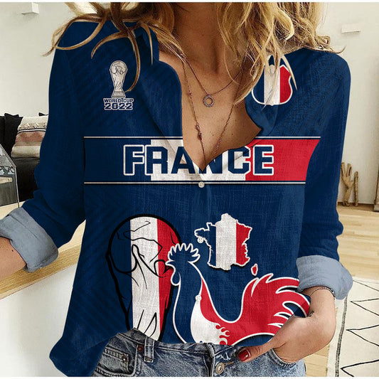 (Custom Personalised) France Rooster Les Bleus Football Women Casual Shirt