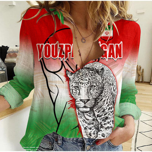 (Custom Personalised) Iran Football Unique Youzpalangan Flag Style Women Casual Shirt
